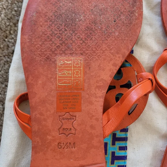 Tory burch orange miller square toe sandals 6.5 - Picture 4 of 4